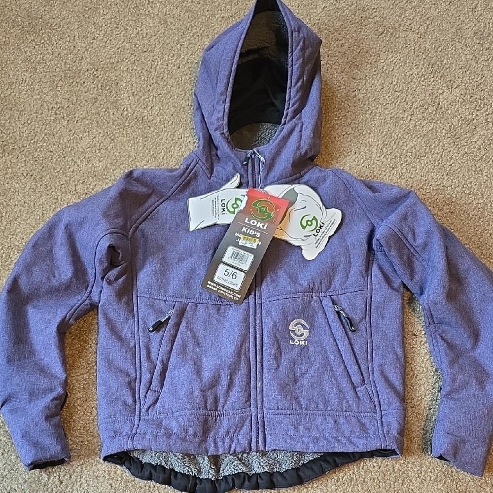 Kids Purple Hooded Puffer Jacket with Sherpa Lining